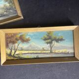 Two framed oil landscape paintings signed Campillo