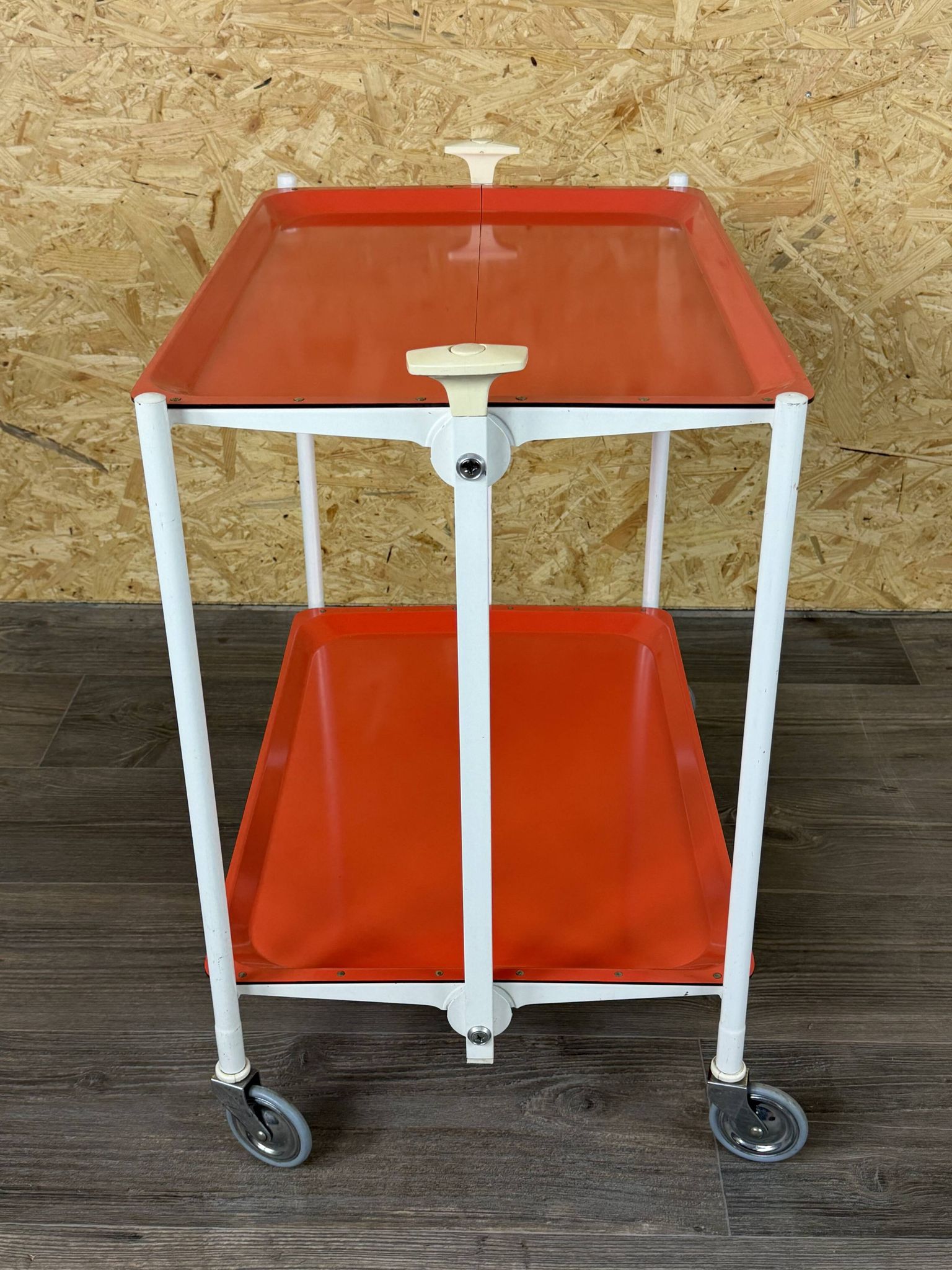 1960s 1970s Serving Cart Dinette Side Table Orange Space Age Design