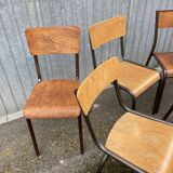 Lot de 10 chaises industrielles école dépareillées vintage mullca tube & bois french school chairs 6