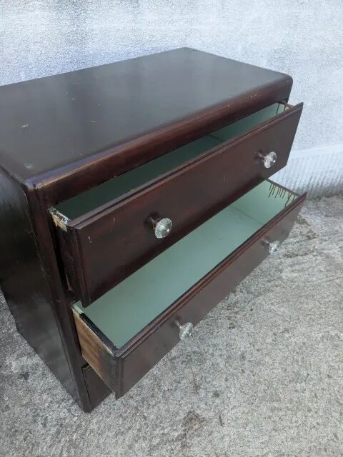 1950s chest of drawers in dark beech.