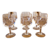 6 Cristal Arques Matignon liqueur glasses, engraved crystal