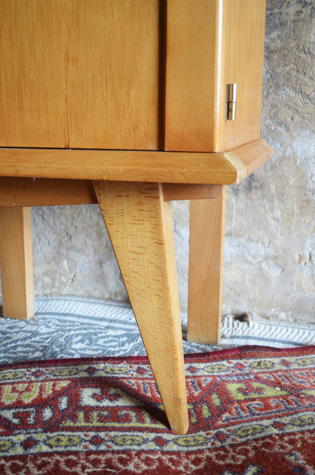 Blonde wood bedside table