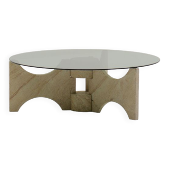 Table basse ronde en pierre, Europe des années 1970.