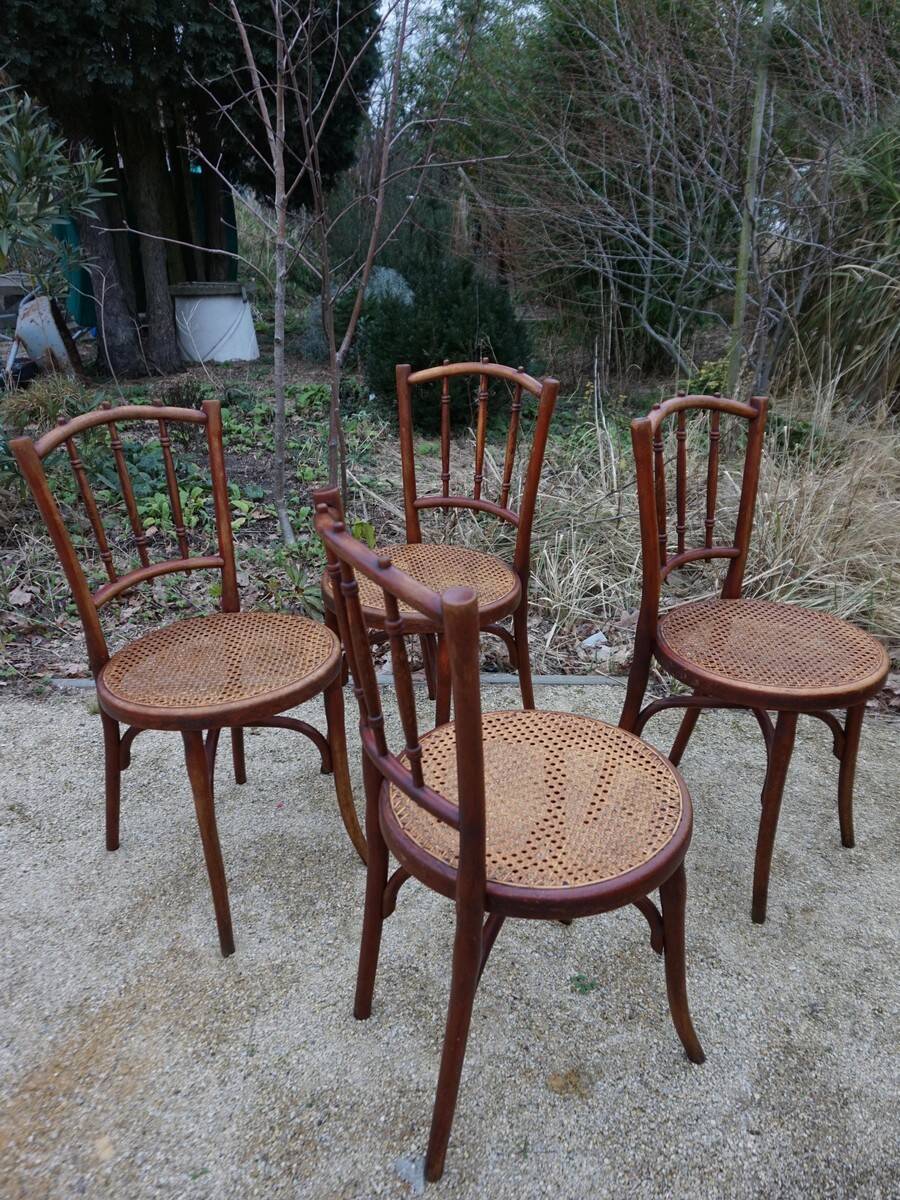 Chaises de salle à manger bistro Thonet originales, lot de 4