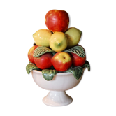 Fruit cup trompe l'oeil in ceramic, apples and lemons