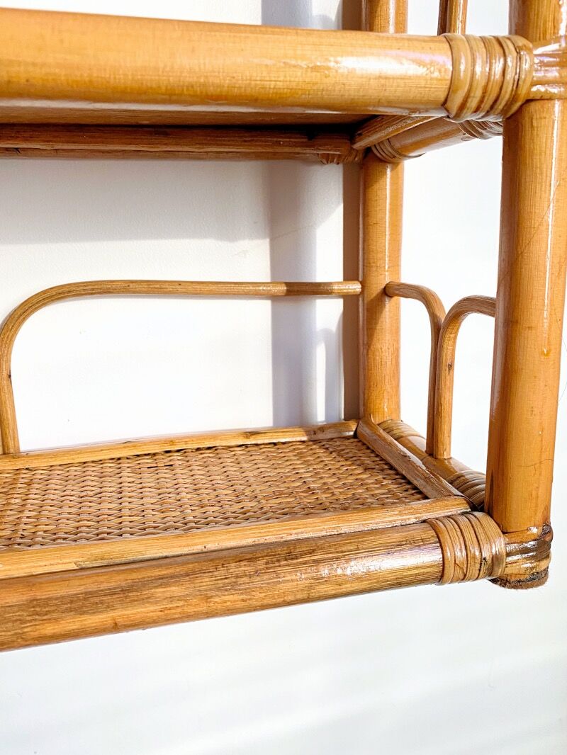 Rattan wall shelf
