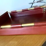 Vintage leather and brass office mail holder by Longchamp