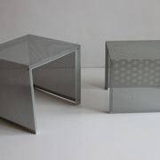 Grey perforated metal nesting side tables, 1990s set of two.