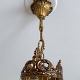 Antique brass and cut glass balloon chandelier