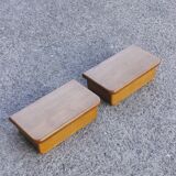 Pair of floating bedside tables in solid elm, France 1980s