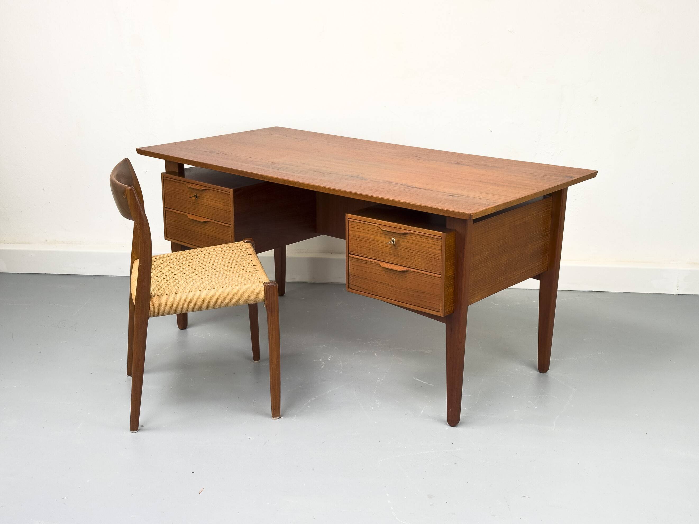 Danish Teak Desk with Drawers by H. Jørgensen for Fredericia, 1960s