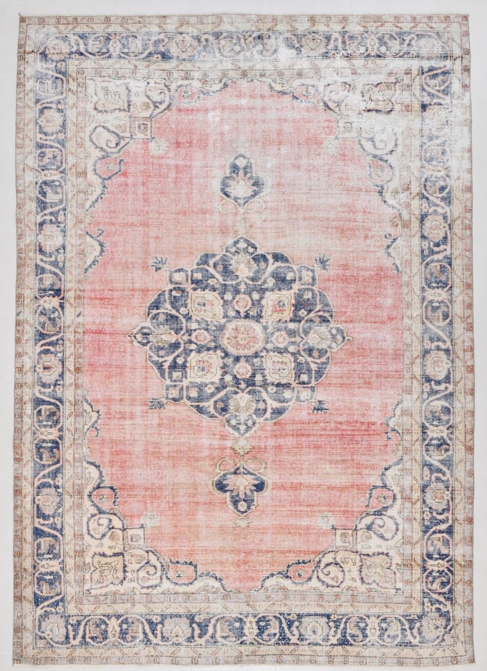 Navy blue vintage rug 317x220cm