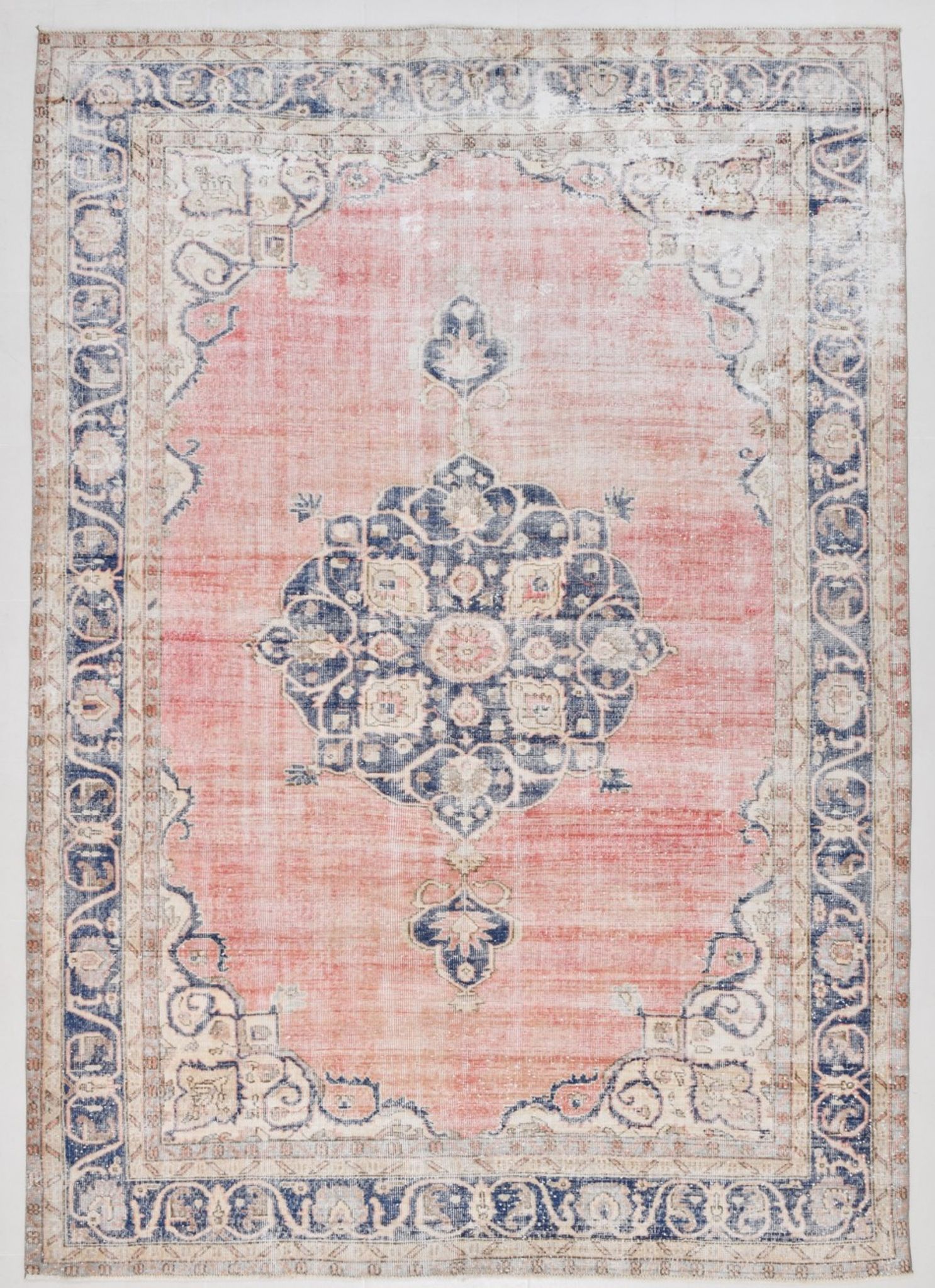 Navy blue vintage rug 317x220cm