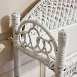 White woven wicker shelf