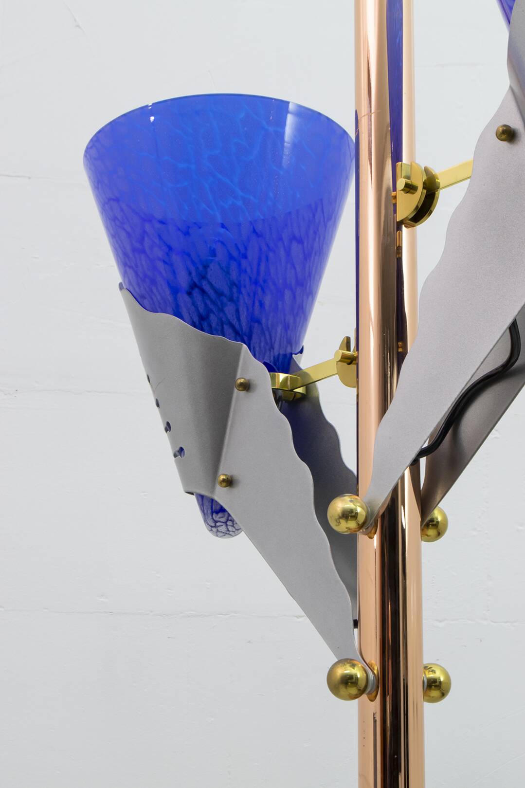 Relco Milano Modernist Italian Murano Glass and Brass Floor Lamp, 1980s