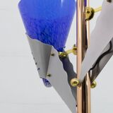 Relco Milano Modernist Italian Murano Glass and Brass Floor Lamp, 1980s