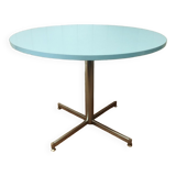 Vintage round table chrome and formica blue