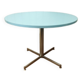 Vintage round table chrome and formica blue