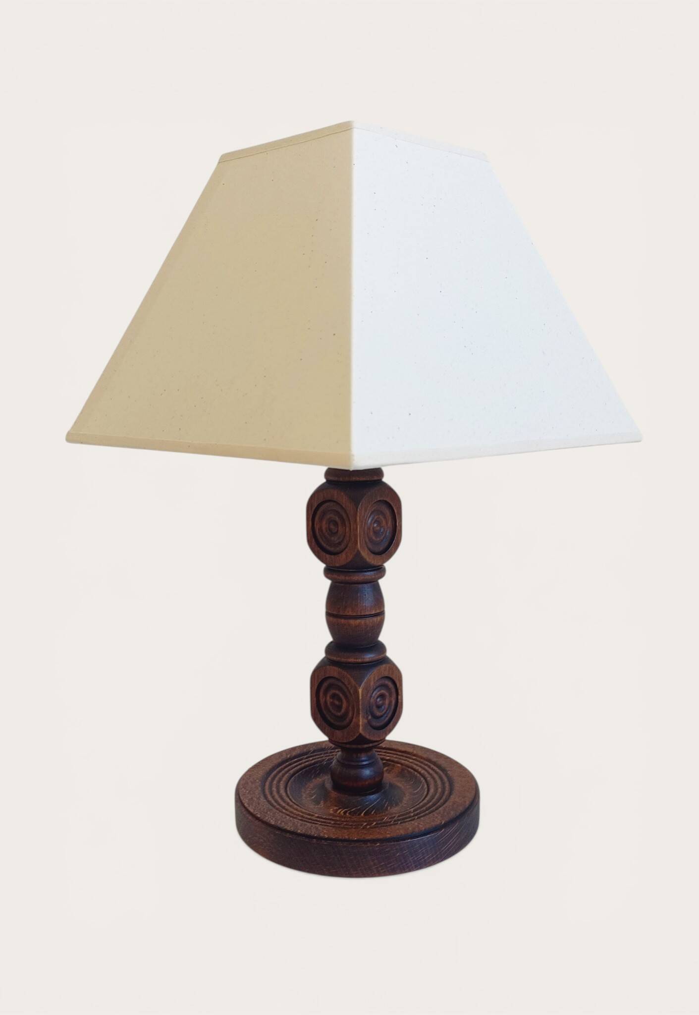Art Deco Wood Table Lamp by Charles Dudouyt, France, 1930s