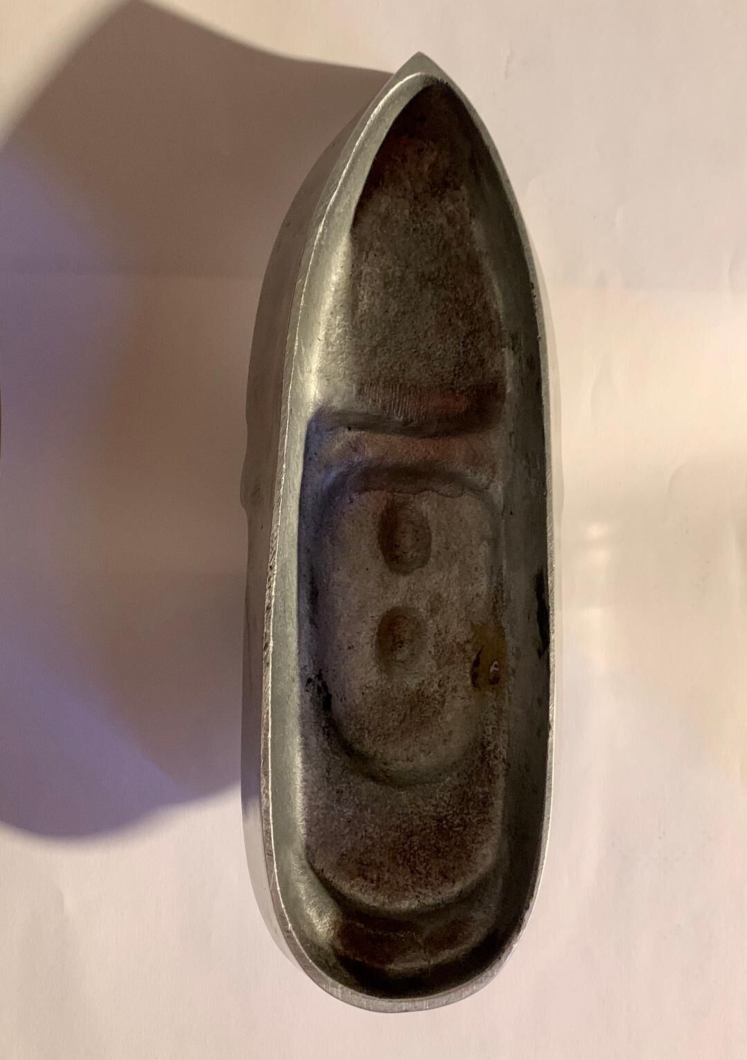 Ashtray, empty pocket aluminum boat 1950s