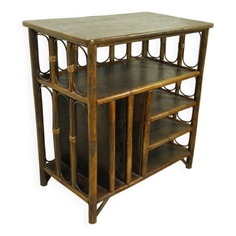 70s rattan hi-fi cabinet