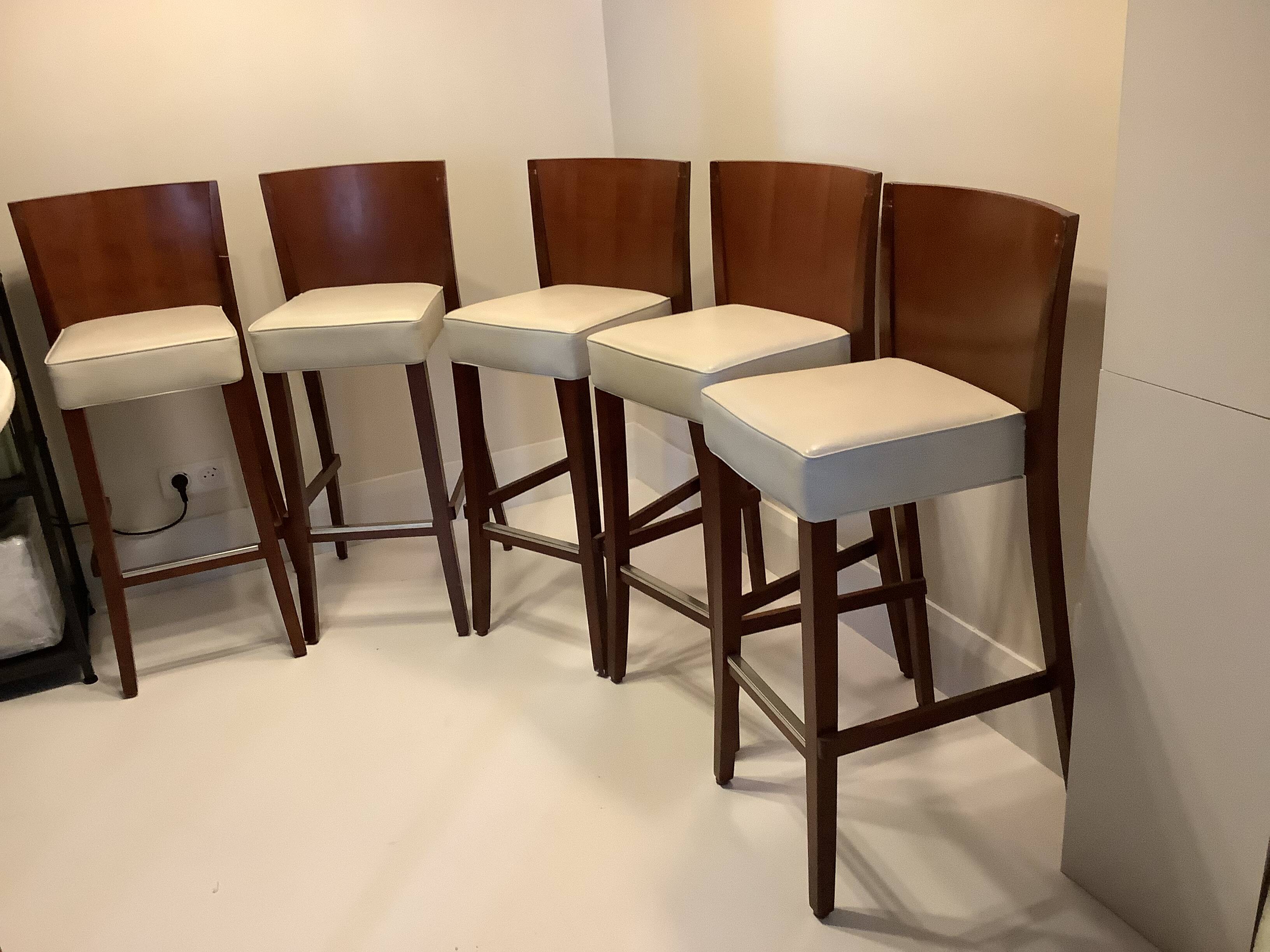 Table Haute Marbre Carrara + 5 Tabourets "Neoz" par Philippe Starck /Draide