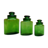 Series of 3 vintage glass jars