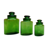Series of 3 vintage glass jars