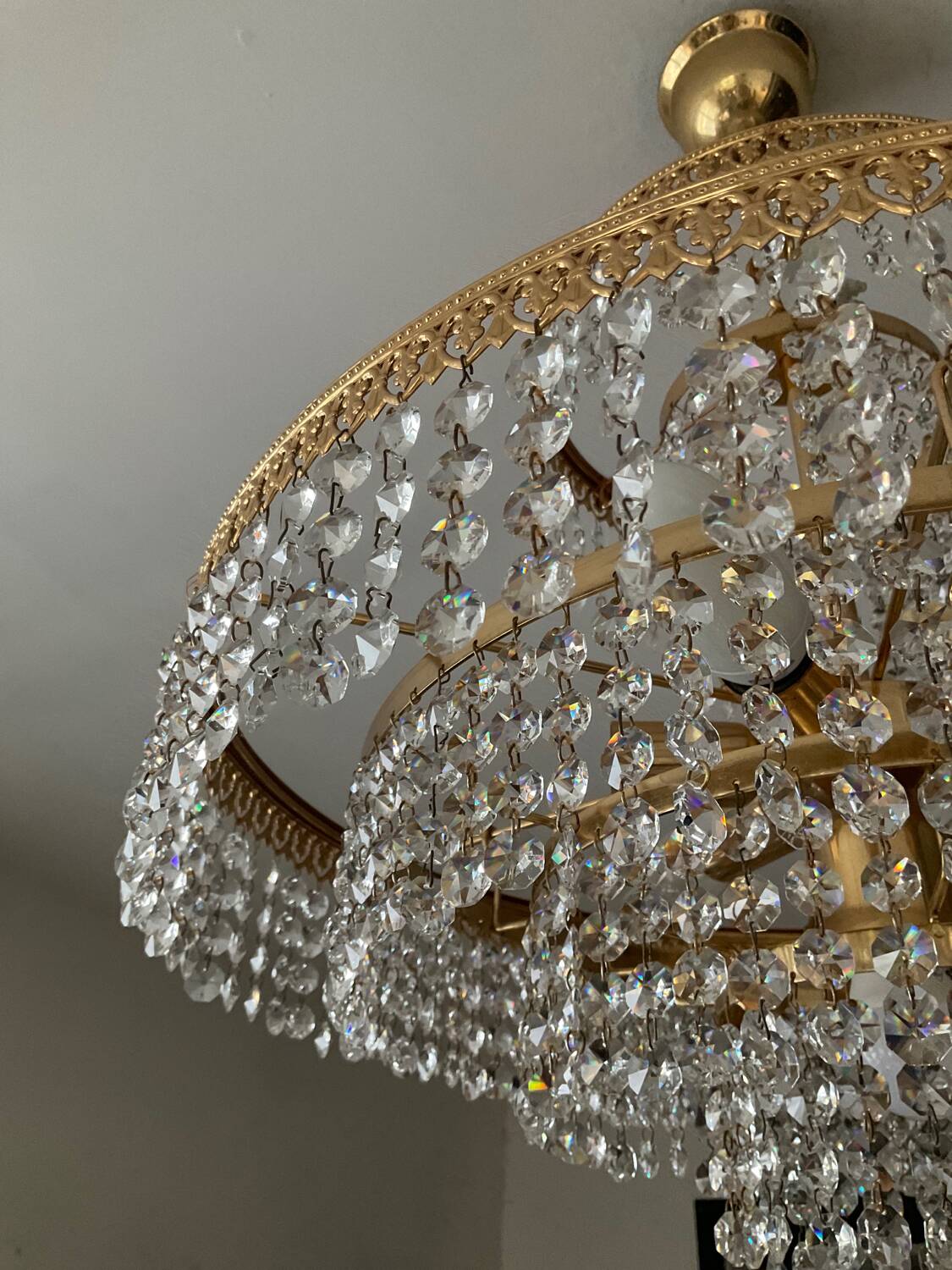 Vintage Crystal Tassel Cascade Chandelier