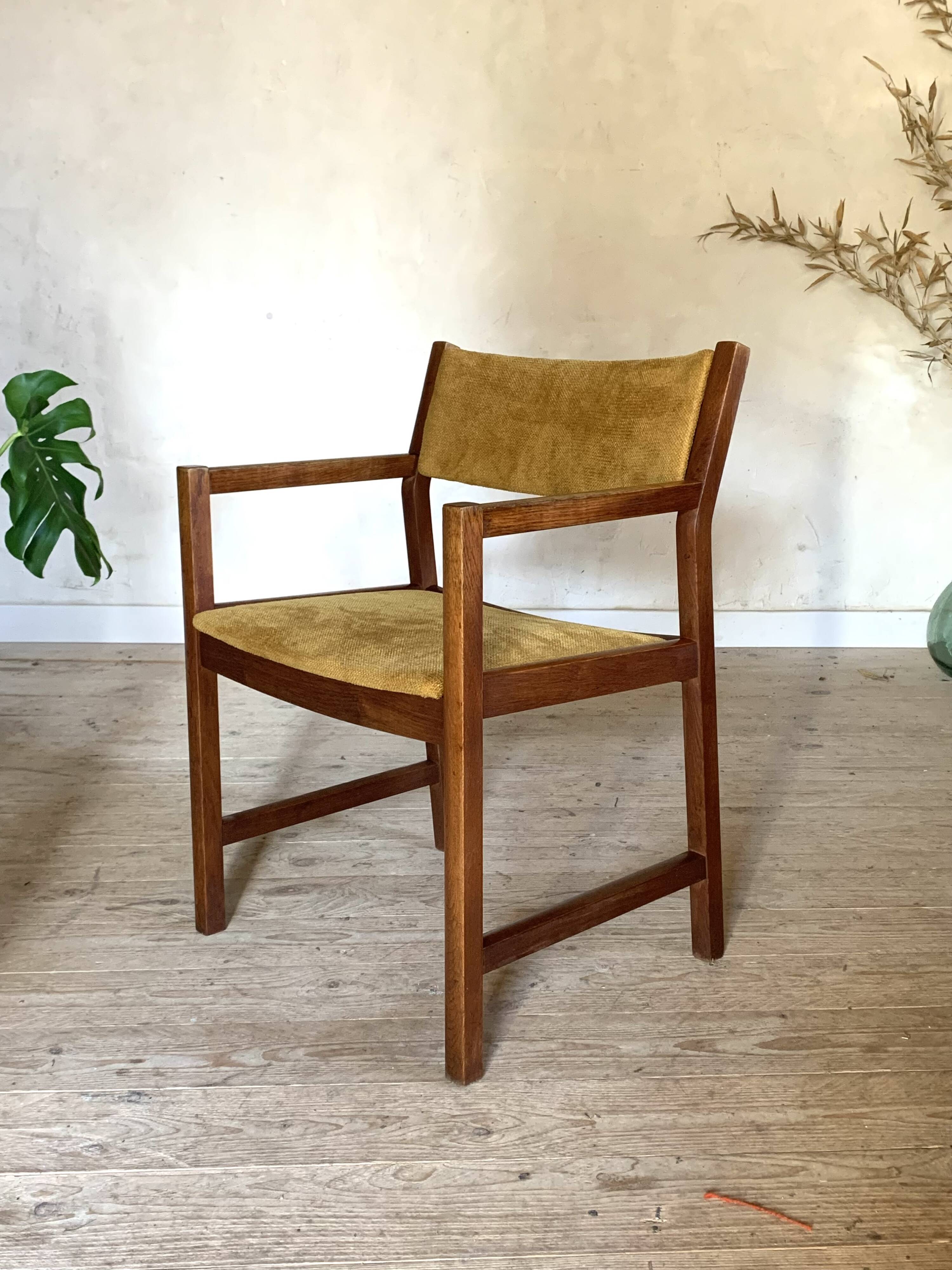 Vintage Danish armchair by Borge Mogensen in yellow velvet