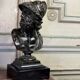 Bust of Ajax, bronze with black patina on a black Belgian marble base, 19th century.