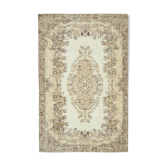 Turkish hand-knotted wool 1970s beige carpet 178 cm x 275 cm
