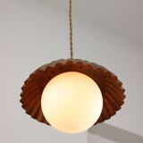Mid-Century Italian Copper and Opaline Pendant Lamp