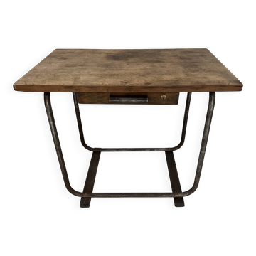 Bureau design en tube et plateau bois XX siècle