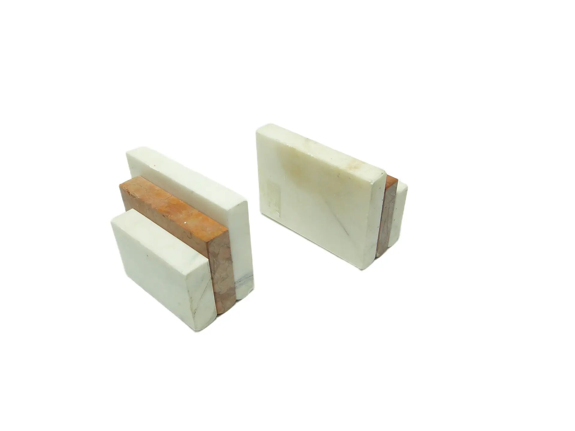 Pair of bookends, Art Deco, ivory white marble, Germany, 1930s.