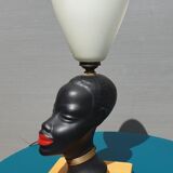 Ceramic lamp bust african woman vintage 1950