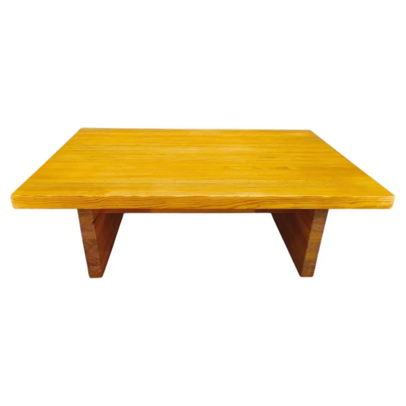 1960s Scandinavian Solid Pine Coffee Table Minimalist Design