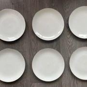 6 assiettes à dessert en porcelaine blanche liseré argent – Seltm