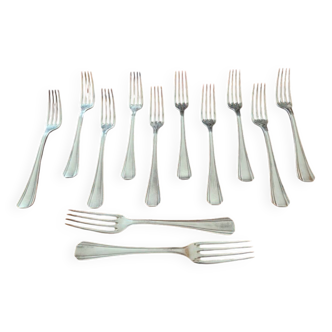 Christofle - Série de 12 fourchettes de table modèle Boréal en métal argenté