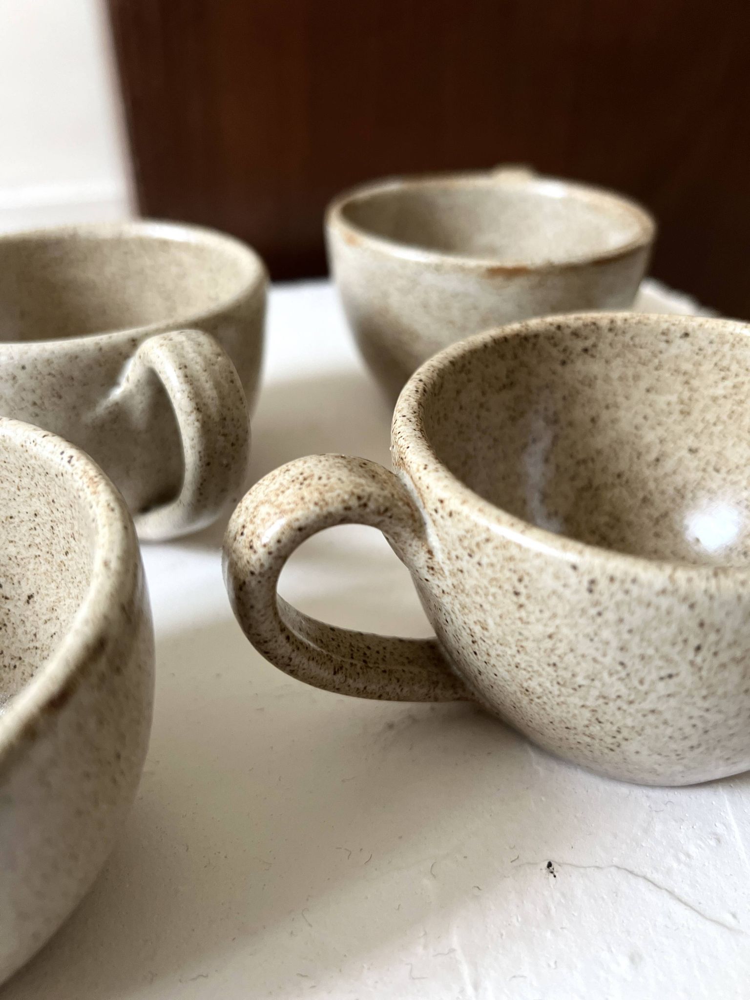 6-cup ceramic coffee service, handcrafted 1970.