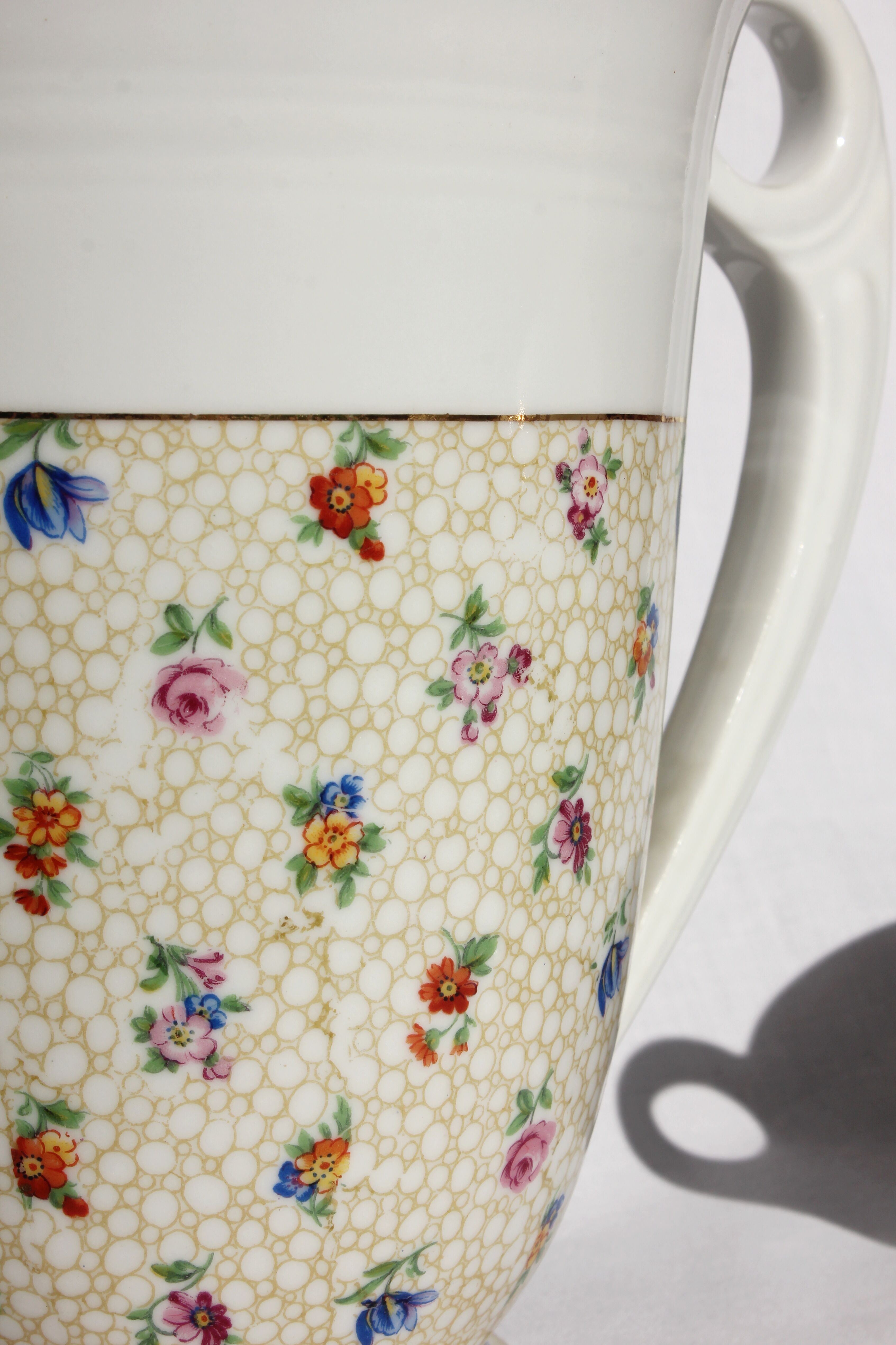 Vintage flower sugar bowl in real hard porcelain sfp