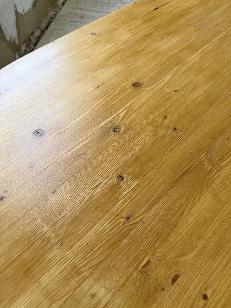 Brutalist pine oval table
