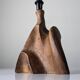 Sculptural table lamp in carved olive wood, organic modern 1970s