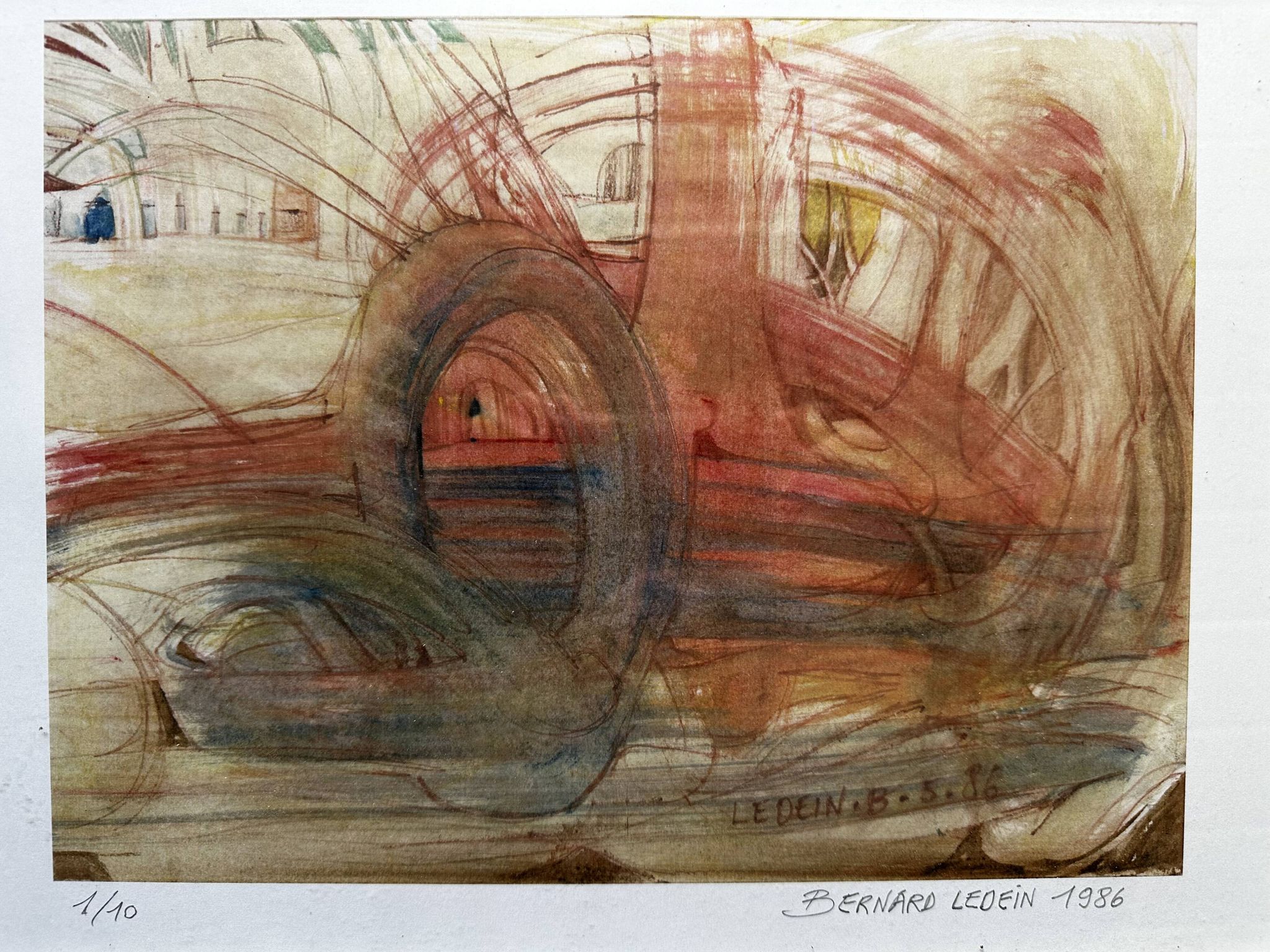 Lithographie 1/10 signée Bernard Ledein, 1986