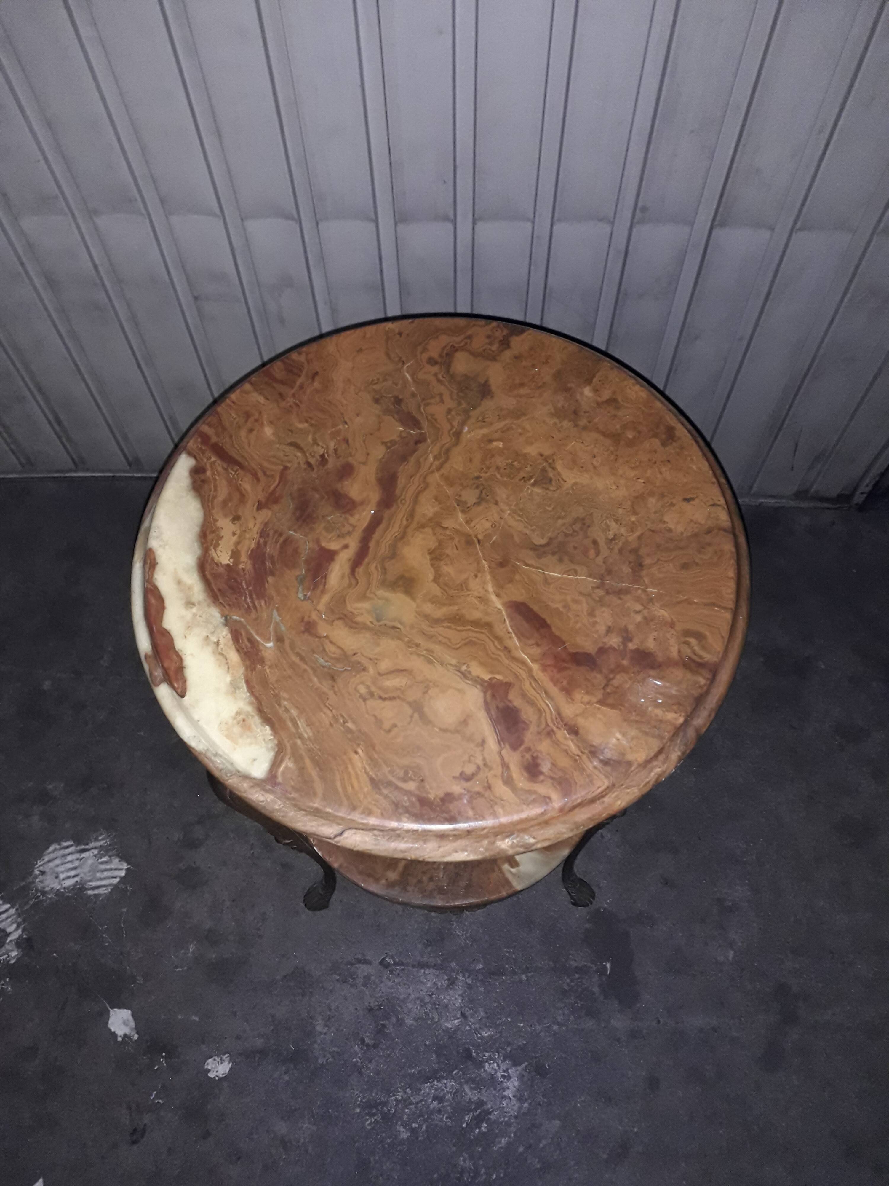 Napoleon III brass table and onyx