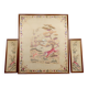 Important Set of Three Indochinese Silk Embroidered Tapestries