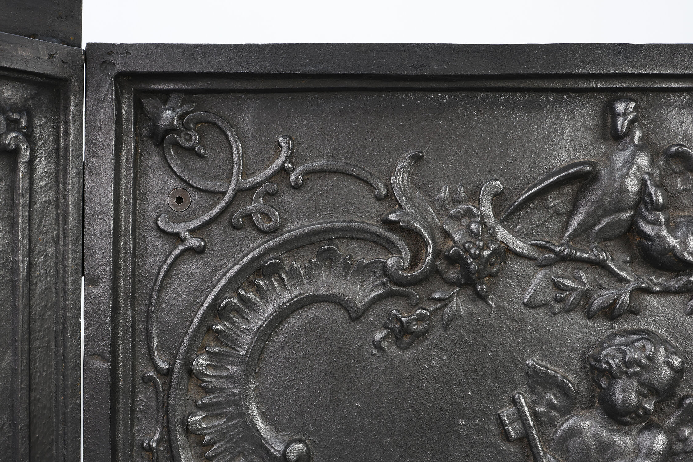 Antique Rococo style Fireback in cast iron, France ca. 1780
