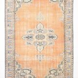 6x9 Vintage Pale Orange Oushak Handmade Vintage Rug, 176x260 Cm
