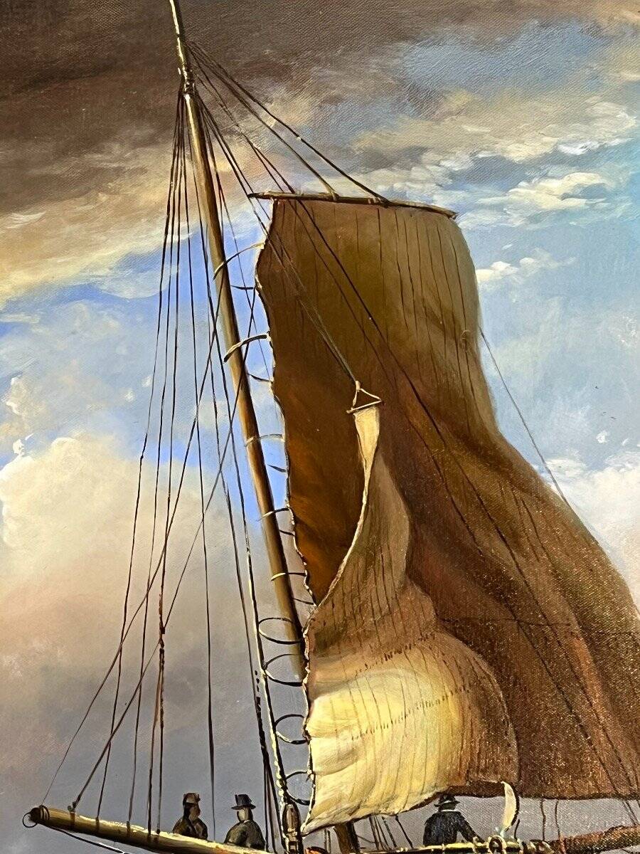 John Russel Chancellor (1925-1984) rare on the market, oil on canvas, marine, boats