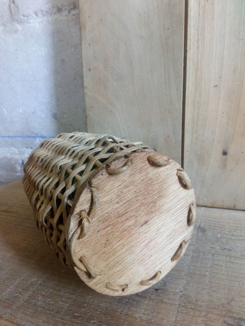 Bottle in a rattan basketry 50s
